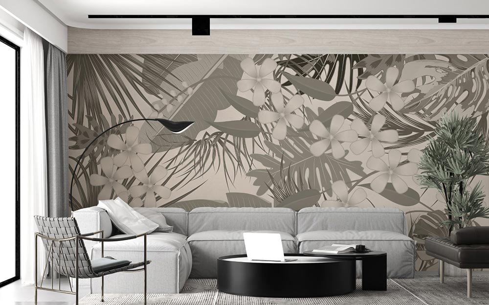 Wall'n Love Horizon - Liście na szarym tle