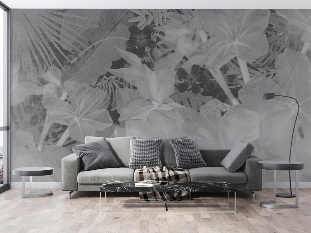 Wall'n Love Horizon - Duże kwiaty na szarym tle