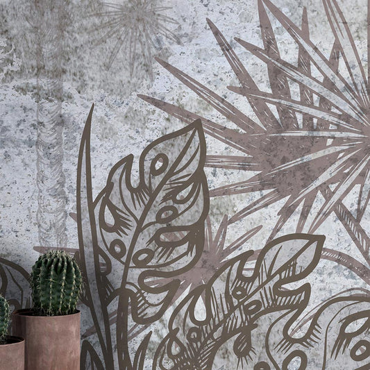 Wall'n Love Horizon -  Haftowana tapeta z brązowym tłem o leśnym wyglądzie