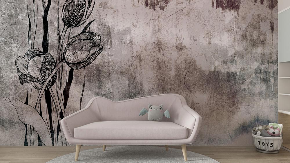 Wall'n Love Horizon - Tulipany na szarym tle