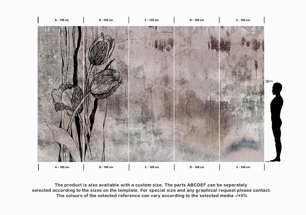 Wall'n Love Horizon - Tulipany na szarym tle