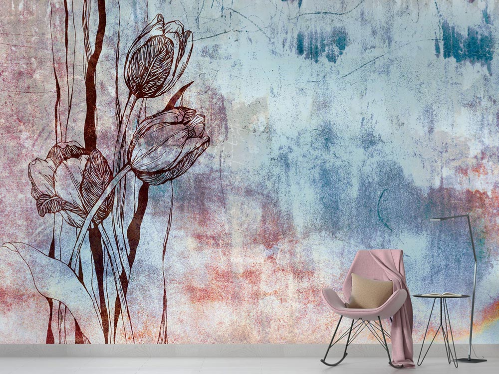 Wall'n Love Horizon - Tulipany na niebieskim tle