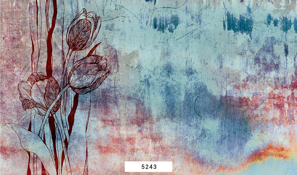 Wall'n Love Horizon - Tulipany na niebieskim tle