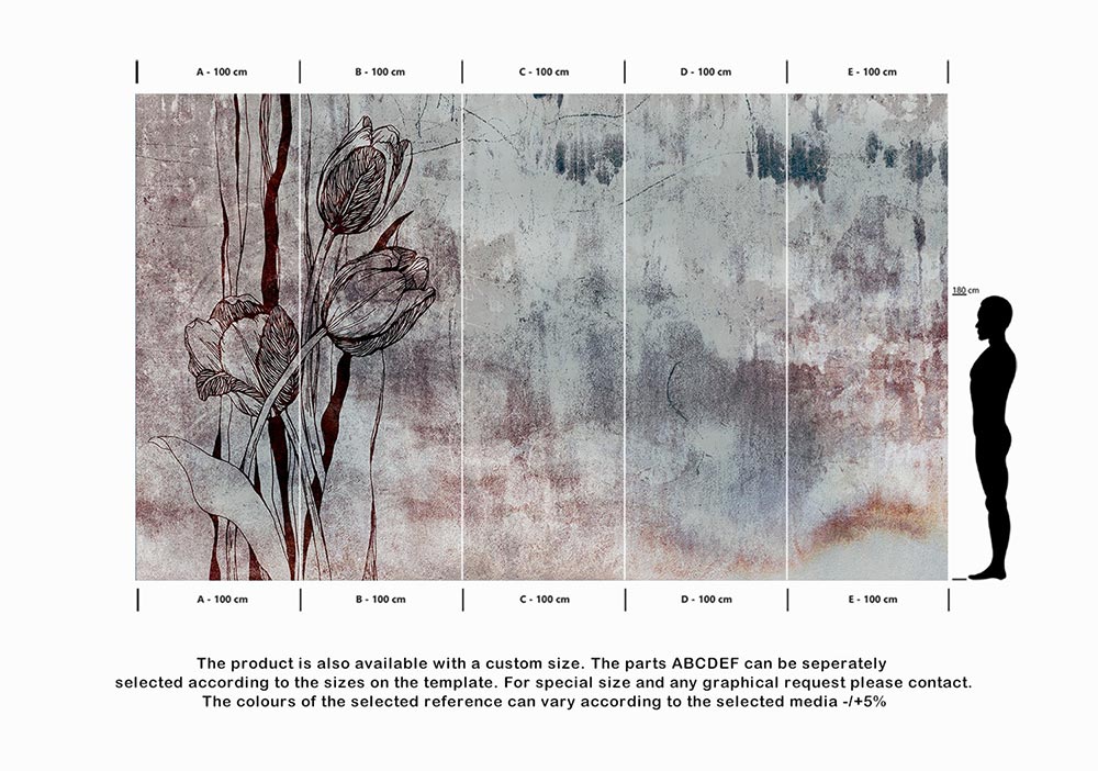 Wall'n Love Horizon - Tulipany na szarym tle