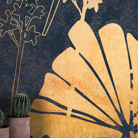 Wall'n Love Horizon - Duże liście na granatowym tle