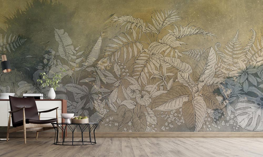 Wall'n Love Horizon - Liście na beżowym tle