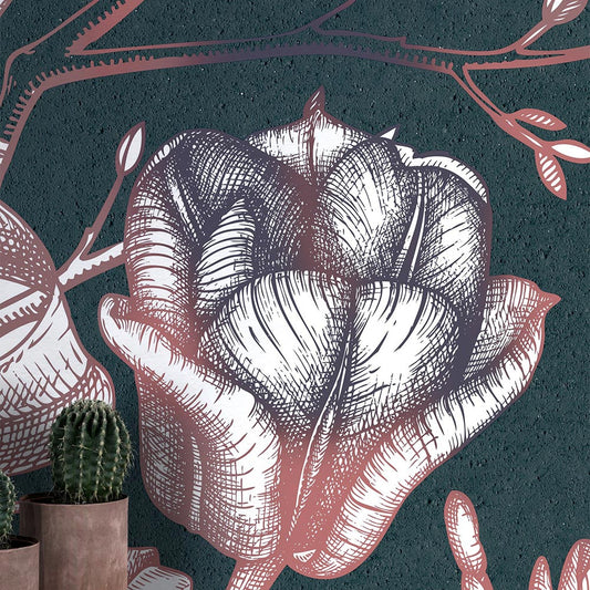 Wall'n Love Horizon - Kwiaty i motyle na niebieskim tle