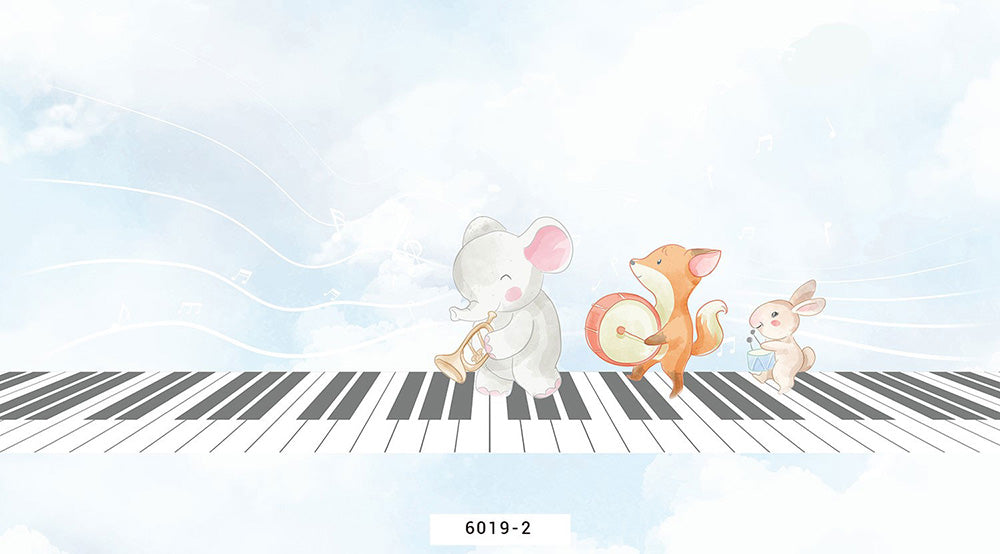 Wall'n Love Little One - Zwierzęta na niebieskim tle fortepianu