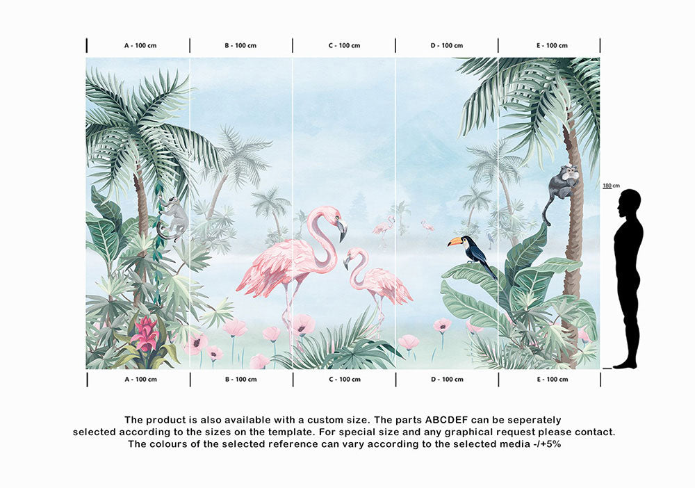 Wall'n Love Little One - Flamingi i palmy