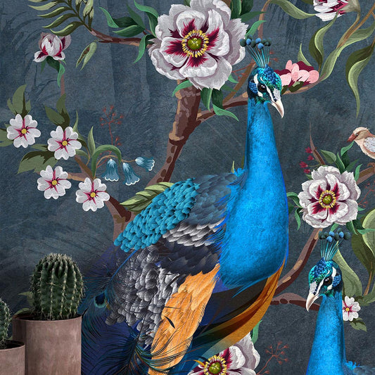 Wall'n Love Fame - Pawie i motyle na niebieskim tle