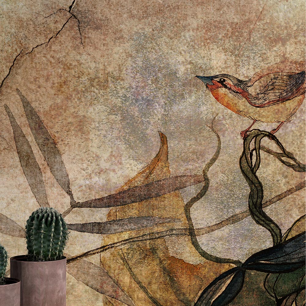 Wall'n Love Doqu - Liście i kwiaty na złotym tle