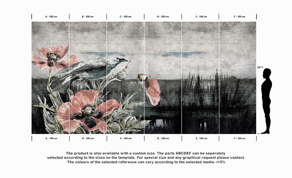 Wall'n Love Doqu - Duże kwiaty i ptaki