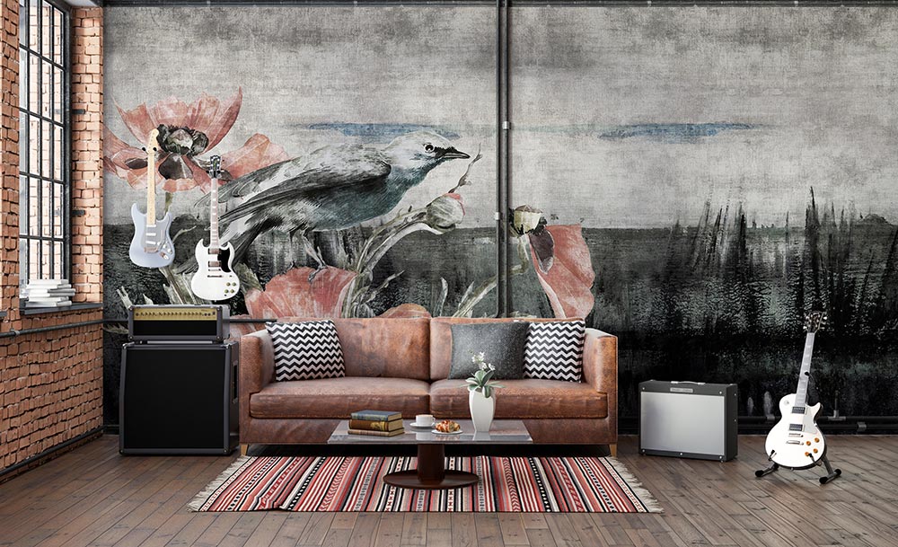 Wall'n Love Doqu - Duże kwiaty i ptaki