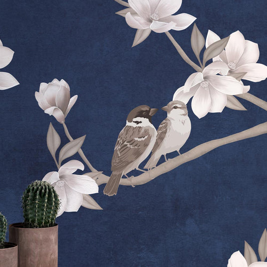 Wall'n Love Zen - Kwiaty na granatowym te