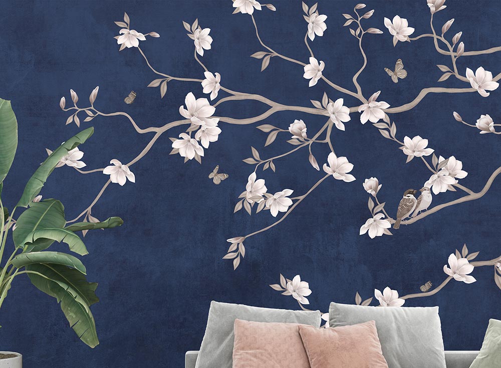 Wall'n Love Zen - Kwiaty na granatowym te