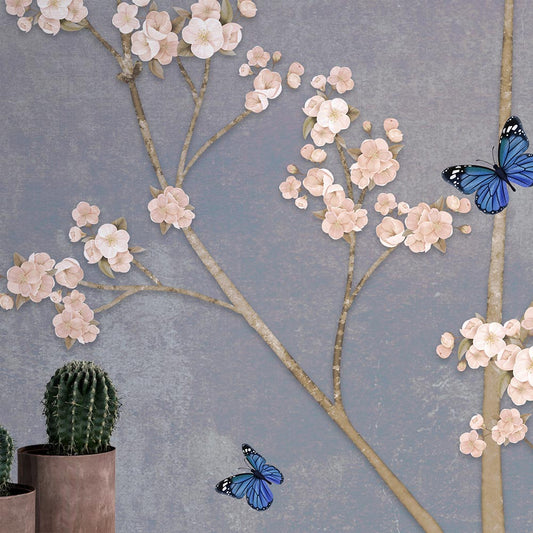 Wall'n Love Zen - Kwiaty i niebieskie motyle