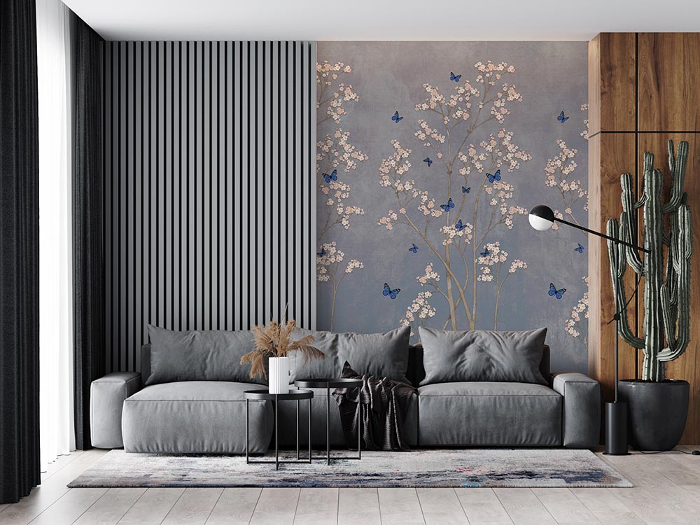 Wall'n Love Zen - Kwiaty i niebieskie motyle