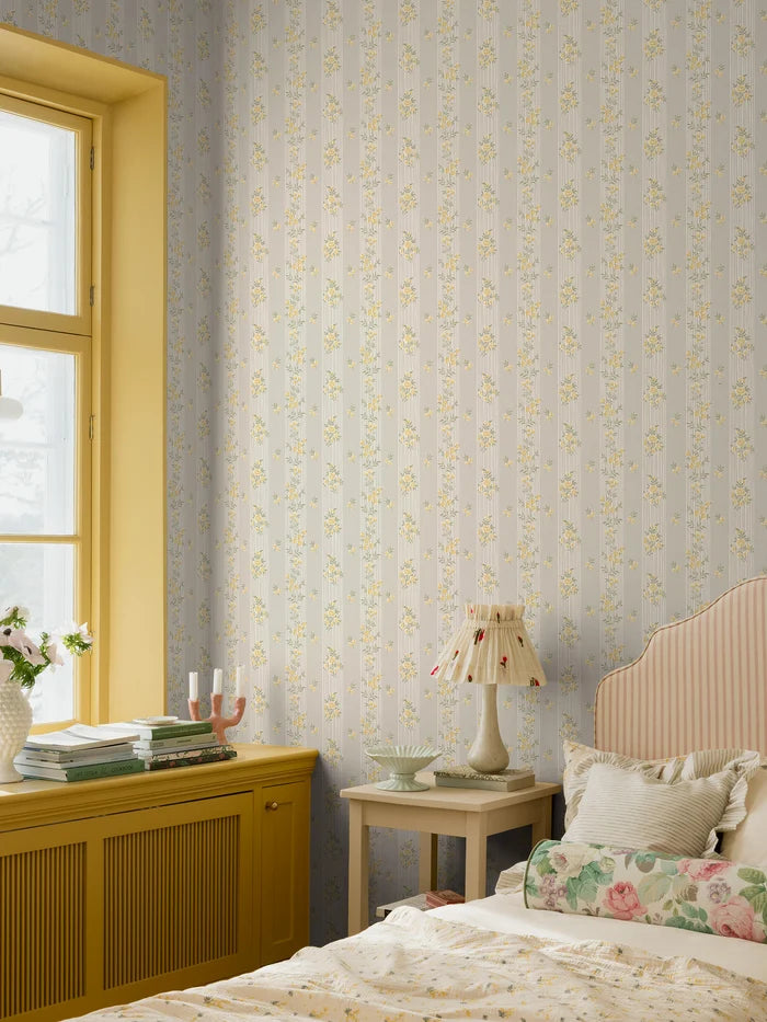 Boråstapeter Flowers Hufvudsta Gård Tapeta w pasy kwiatki 9163