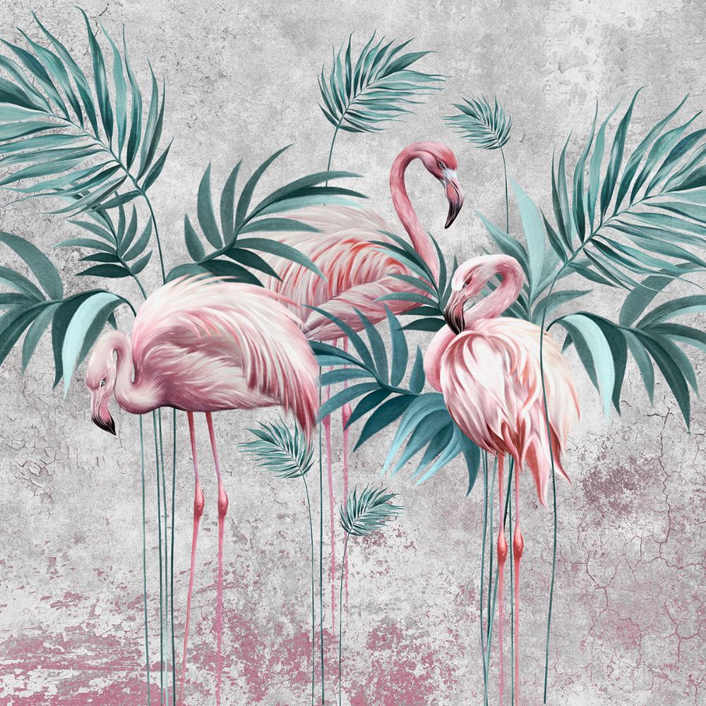 Fototapeta Lorenso - Lofin -  Flamingi i liście  TPA 1124 0113 00