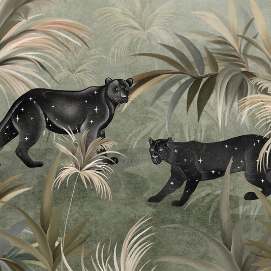 Fototapeta Lorenso - Panthero - Czarne pantery i liście TPA 1123 0005 00