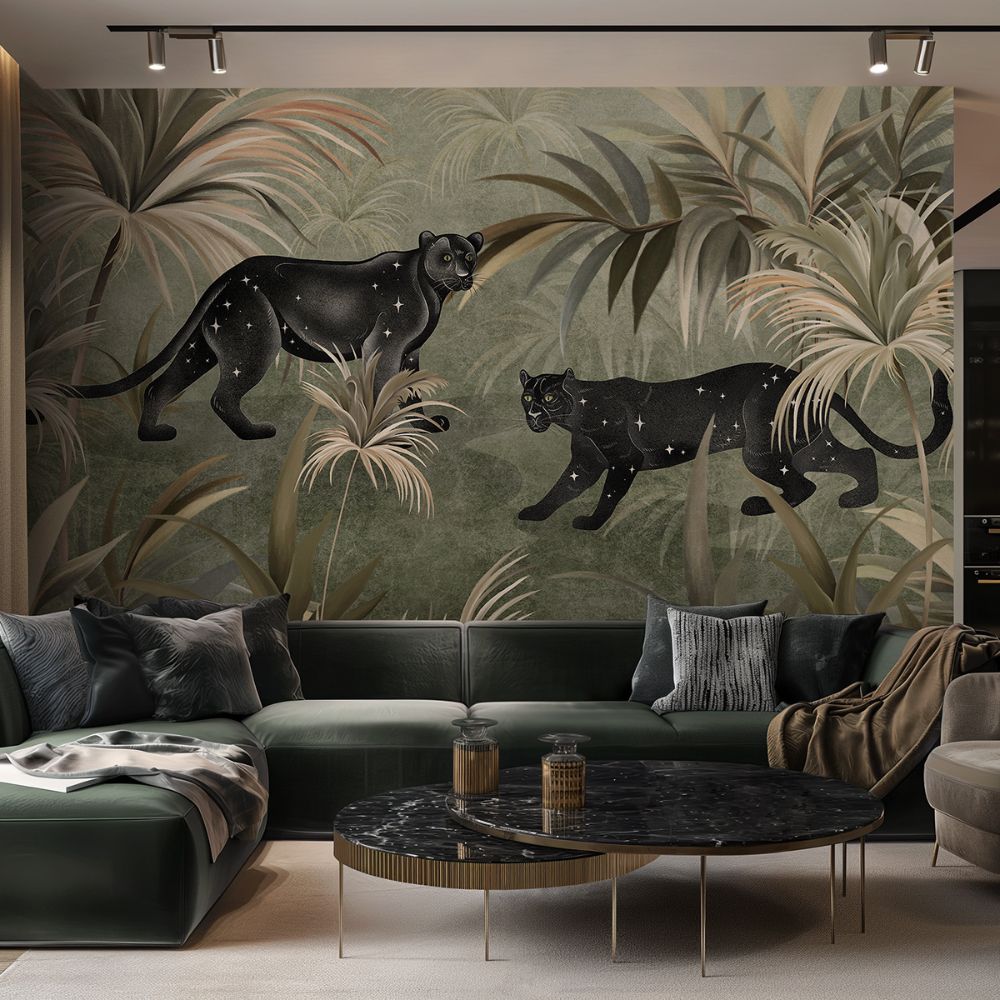 Fototapeta Lorenso - Panthero - Czarne pantery i liście TPA 1123 0005 00