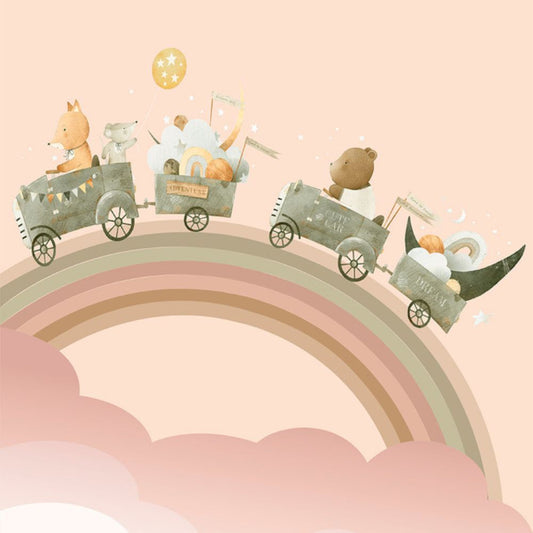 Pama Cute Walls Mural tęcza, zwierzęta, chmury Decoprint CW6002-1