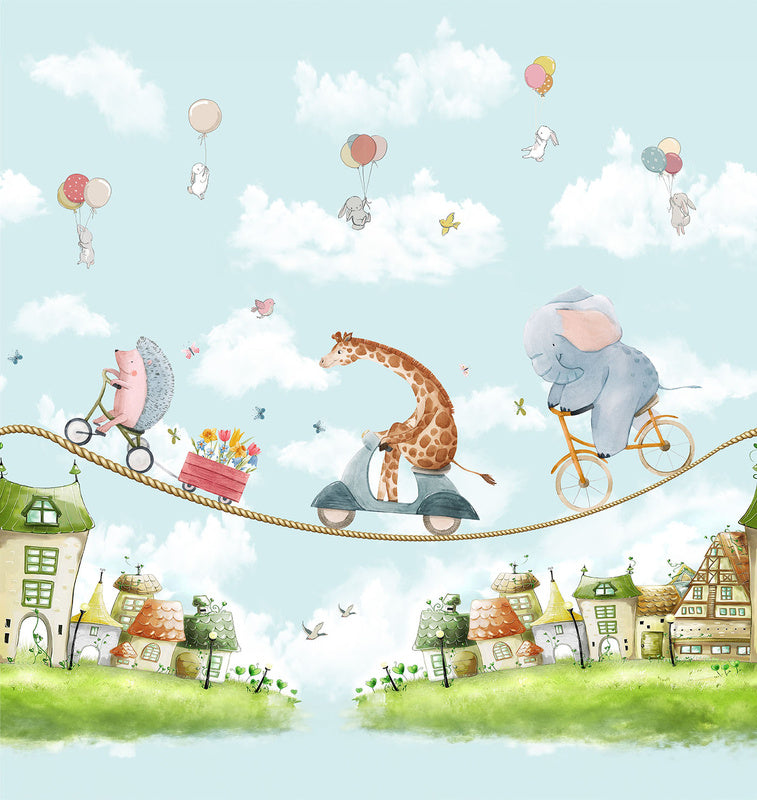 Pama Cute Walls Mural zwierzęta na rowerach i skuterach Decoprint CW6039-1