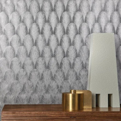 Casamance ECRIN  Vendome  Tapeta  wachlarze  metaliczna folia srebrna 76492752