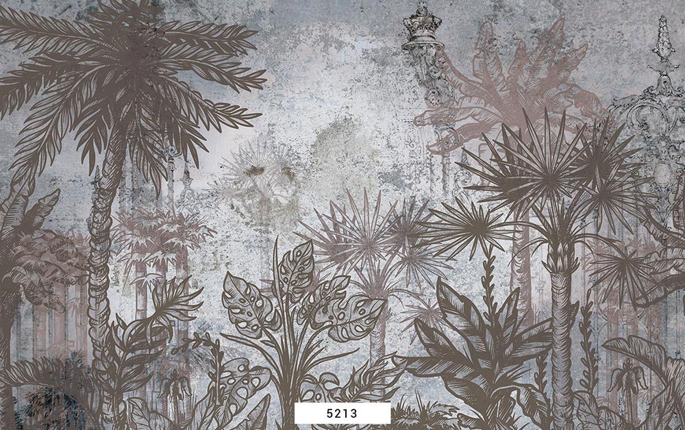 Wall'n Love Horizon -  Haftowana tapeta z brązowym tłem o leśnym wyglądzie