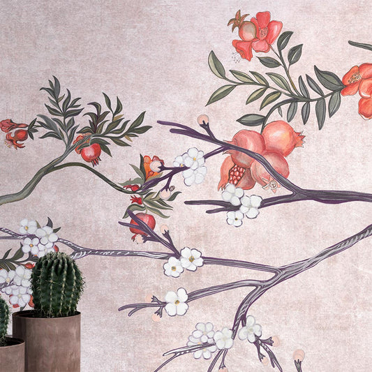 Wall'n Love Zen - Drzewka i ptaki na fioletowym tle