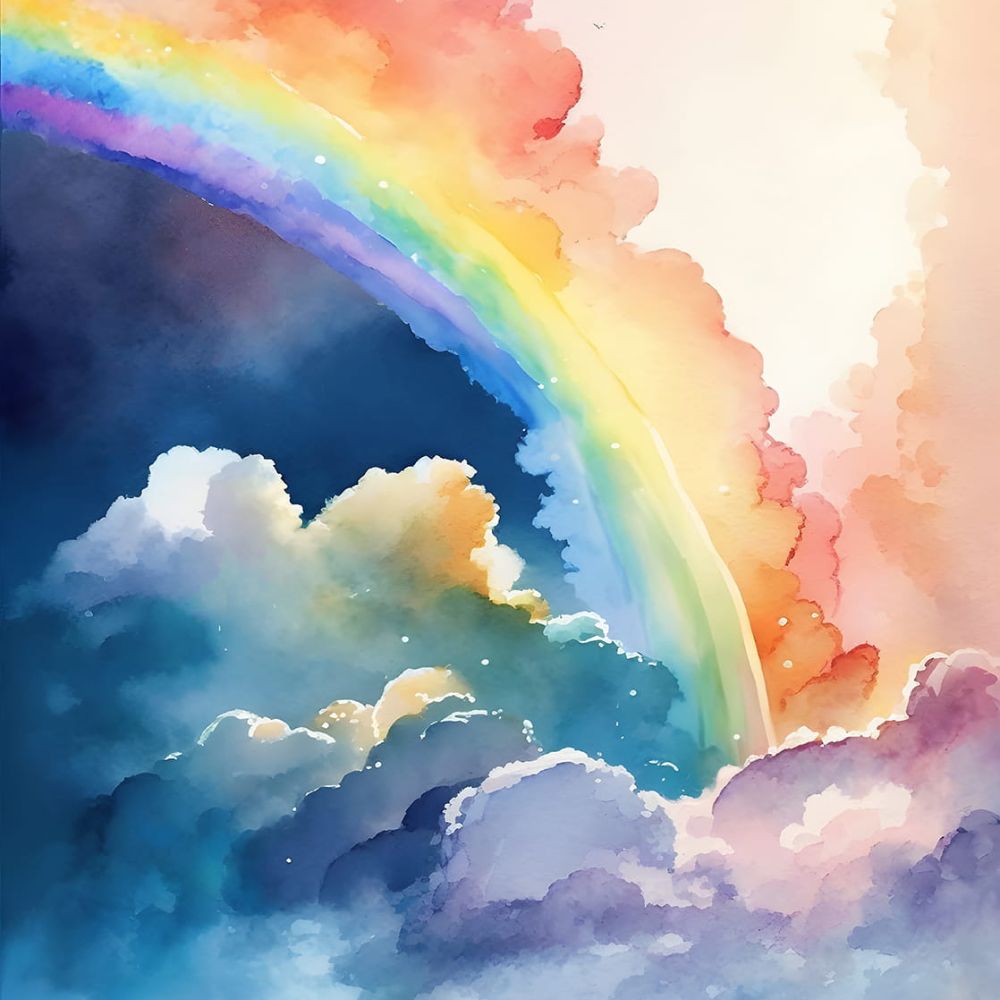 Pama Cute Walls Mural akwarelowa tęcza Decoprint CW6000-1