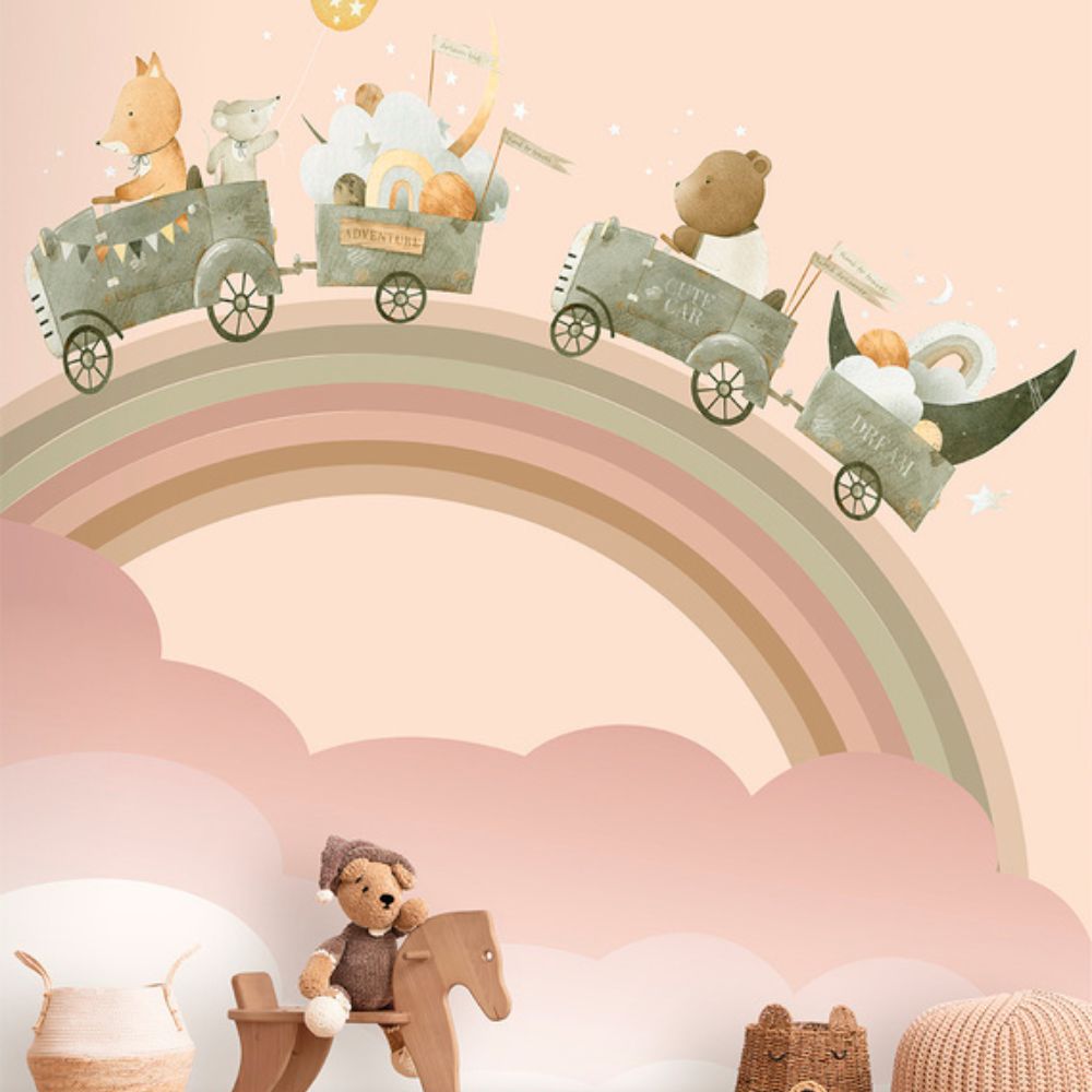 Pama Cute Walls Mural tęcza, zwierzęta, chmury Decoprint CW6002-1