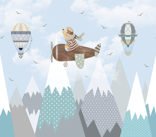 Pama Cute Walls Mural góry, samolot i balony Decoprint CW6001-1
