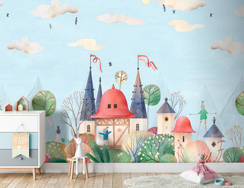 Pama Cute Walls Mural zamek królików Decoprint CW6007-1